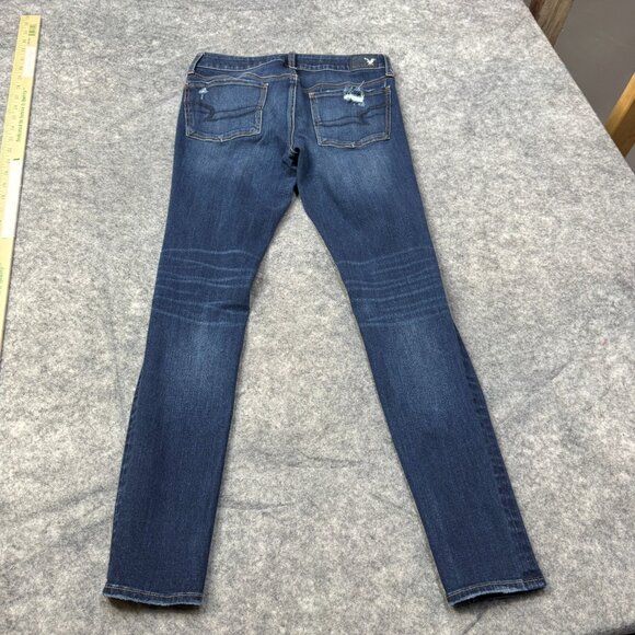 American Eagle Jeans Womens 8 Long Jegging 360 Super Stretch Distressed Skinny - Picture 2 of 13